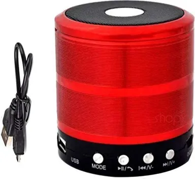 WS-887 Mini Bluetooth Speaker | FM Radio USB AUX Memory Card Support | Rechargeable Wireless Speaker  Red |Compact Travel-Friendly thumbnail 0