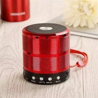 WS-887 Mini Bluetooth Speaker | FM Radio USB AUX Memory Card Support | Rechargeable Wireless Speaker Red |Compact Travel-Friendly image 2
