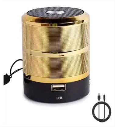 WEIRD WOLF WS-887 Bluetooth Speaker 10W | Mini Wireless Speaker with Mic | Deep Bass Portable Home Audio | Golden Color image 1