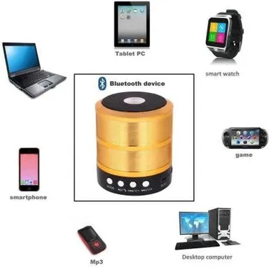 WEIRD WOLF WS-887 Bluetooth Speaker 10W | Mini Wireless Speaker with Mic | Deep Bass  Portable Home Audio | Golden Color thumbnail 2