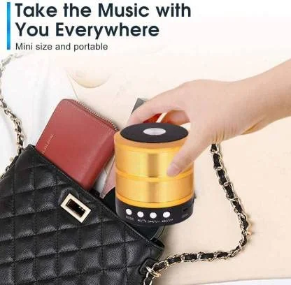 WEIRD WOLF WS-887 Bluetooth Speaker 10W | Mini Wireless Speaker with Mic | Deep Bass Portable Home Audio | Golden Color image 4