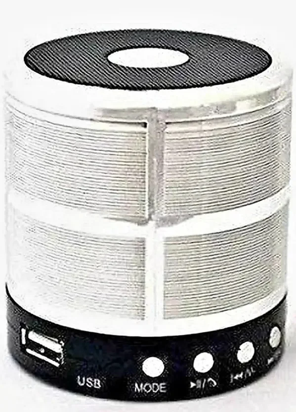 WS-887 Mini Bluetooth Speaker with FM USB AUX Deep Bass | Silver | Compact Wireless Music System for Travel Home Office image 1