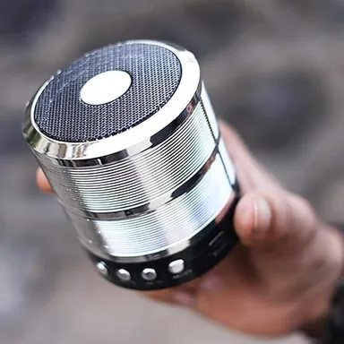 WS-887 Mini Bluetooth Speaker with FM USB AUX Deep Bass | Silver | Compact Wireless Music System for Travel Home Office thumbnail 4