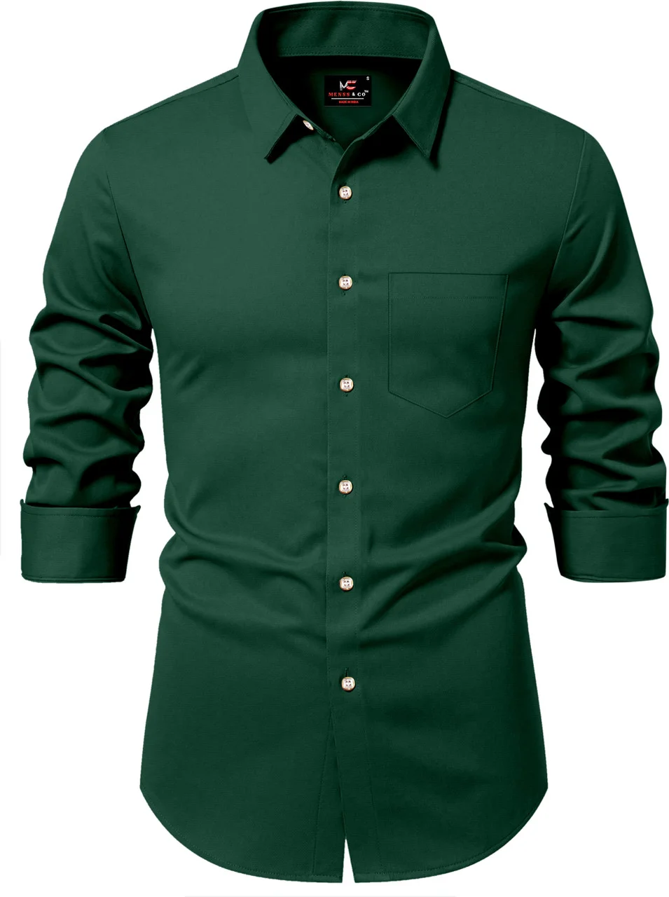 Men’s Solid Green Casual Shirt | Cotton Slim Fit, Budget-Friendly Daily Wear for Guys image 1