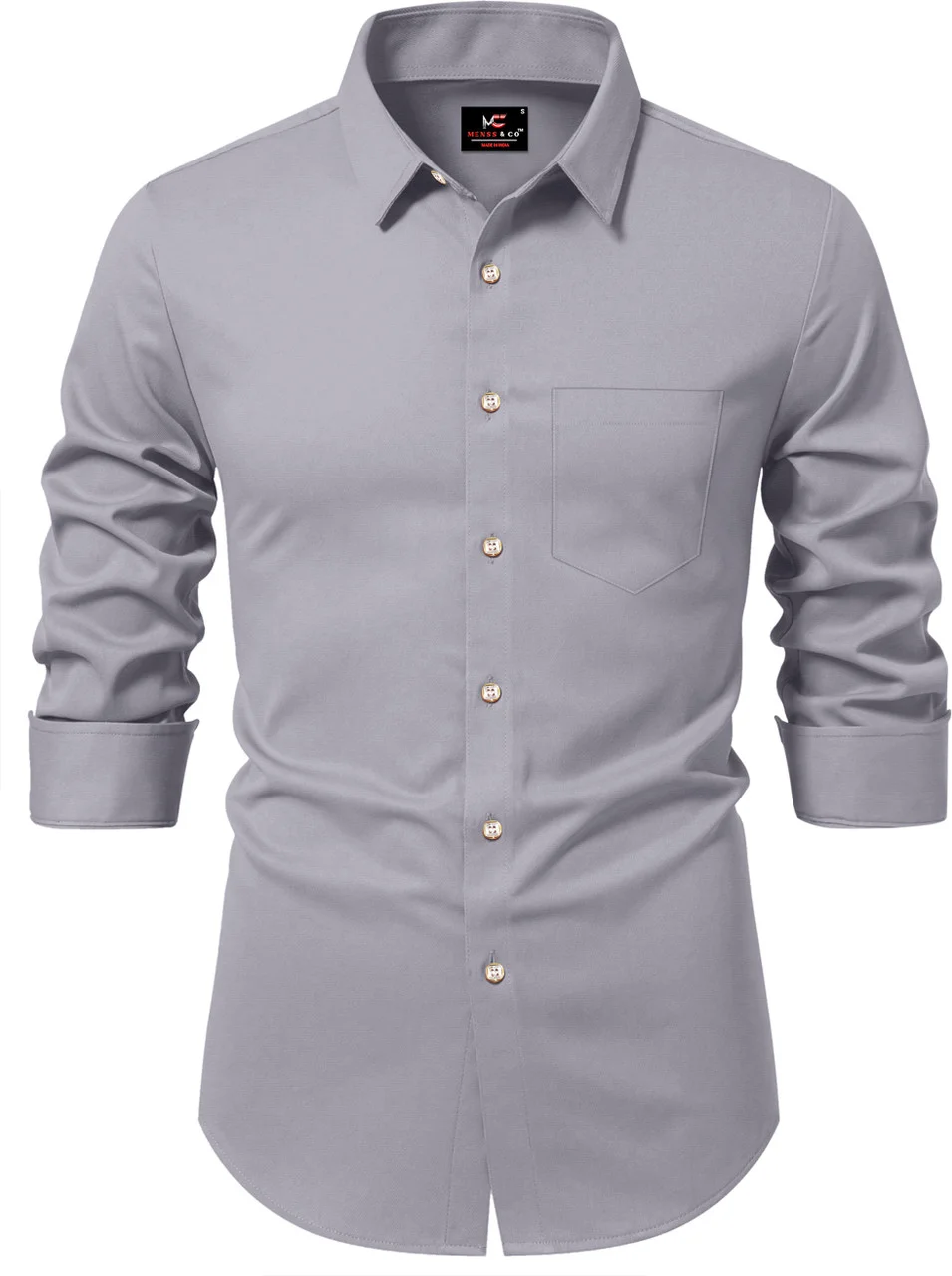 Men’s Solid Grey Casual Shirt | Cotton Slim Fit, Branded Look for Daily Wear | Stylish & Affordable image 1