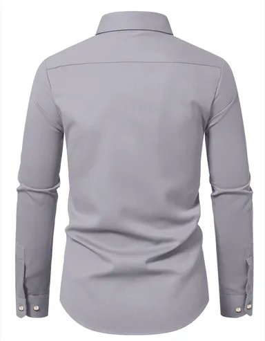 Men’s Solid Grey Casual Shirt | Cotton Slim Fit, Branded Look for Daily Wear | Stylish & Affordable thumbnail 1