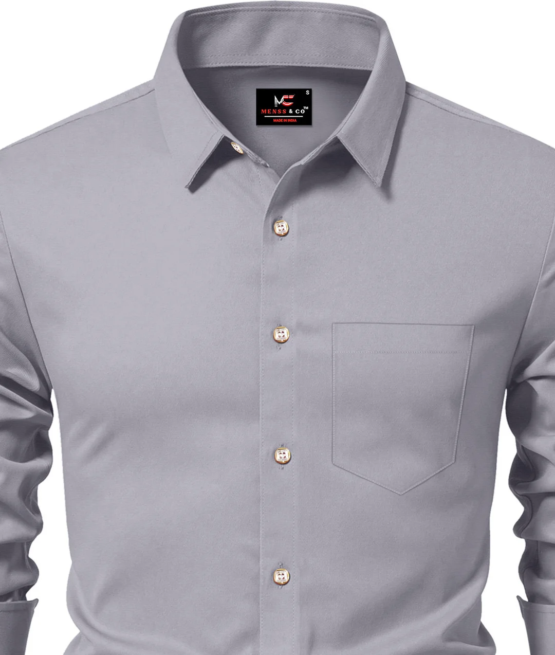 Men’s Solid Grey Casual Shirt | Cotton Slim Fit, Branded Look for Daily Wear | Stylish & Affordable image 4