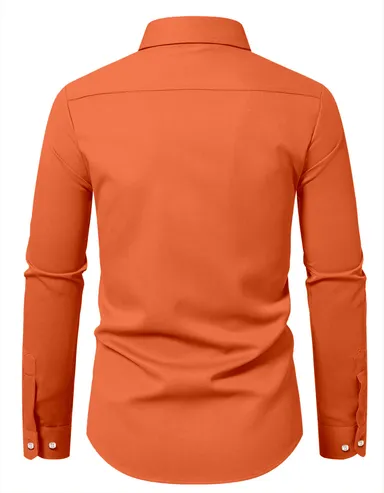 Men’s Solid Orange Casual Shirt | Cotton Slim Fit, Vibrant Daily Wear for Guys | Trendy & Affordable thumbnail 1