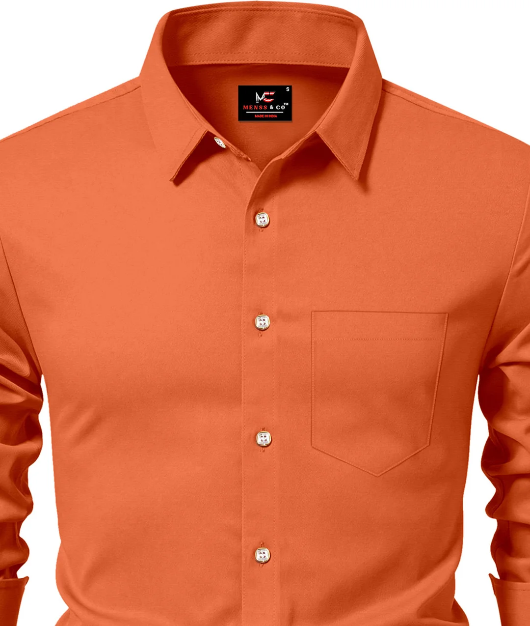 Men’s Solid Orange Casual Shirt | Cotton Slim Fit, Vibrant Daily Wear for Guys | Trendy & Affordable image 4