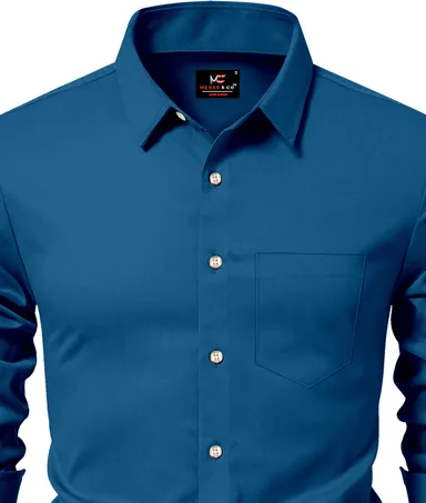Men’s Solid Blue Casual Shirt | Cotton Slim Fit, Stylish Everyday | Wear for Men Affordable & Branded thumbnail 3
