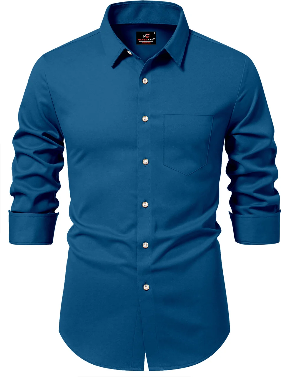 Men’s Solid Blue Casual Shirt | Cotton Slim Fit, Stylish Everyday | Wear for Men Affordable & Branded image 2
