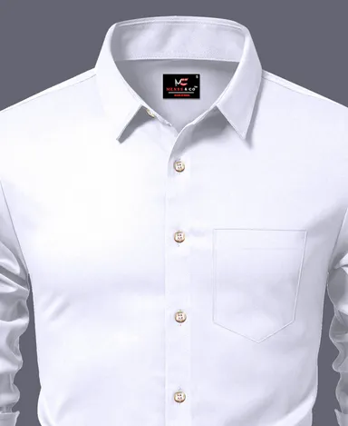 Men’s Solid White Cotton Casual Shirt | Slim Fit, Everyday Office & Summer Wear | Stylish & Branded thumbnail 3