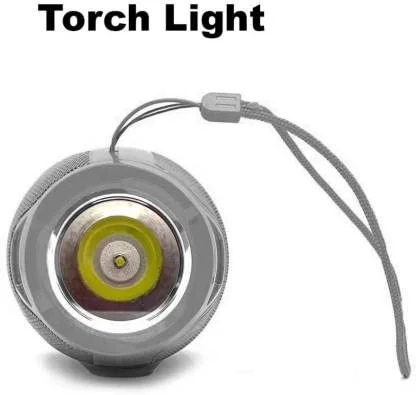 AO-105 Grey Bluetooth Wireless Speaker with Mic | Flashlight 5W Loud Bass | Portable Stereo Speaker for Phone Outdoor Use | Rechargeable USB Support image 3
