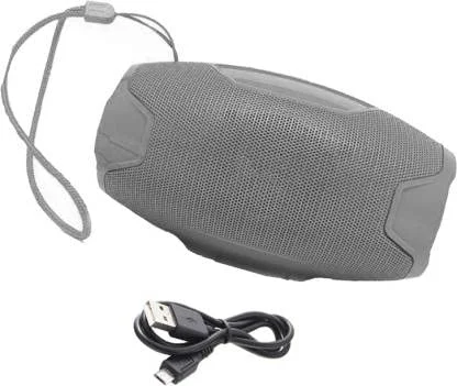 AO-105 Grey Bluetooth Wireless Speaker with Mic | Flashlight 5W Loud Bass | Portable Stereo Speaker for Phone Outdoor Use | Rechargeable USB Support image 1