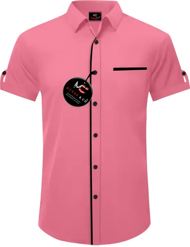 Men’s Solid Casual Pink Shirt | Slim Fit, Summer Wear for College Boys | Cotton Stylish Wear thumbnail 0