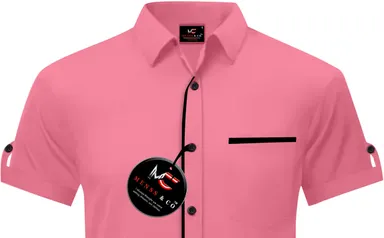 Men’s Solid Casual Pink Shirt | Slim Fit, Summer Wear for College Boys | Cotton Stylish Wear thumbnail 2