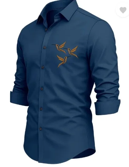 Men’s Casual Shirt | Regular Fit Embroidered Curved Collar Comfortable Cotton | Casual Wear All Sizes image 1
