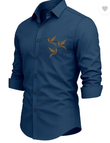  Men’s Casual Shirt | Regular Fit Embroidered Curved Collar Comfortable Cotton | Casual Wear All Sizes thumbnail 0
