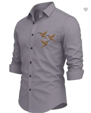  Men's Casual Shirt | Regular Fit, Embroidered Design | Curved Collar Shirt for Daily Wear & Party thumbnail 2