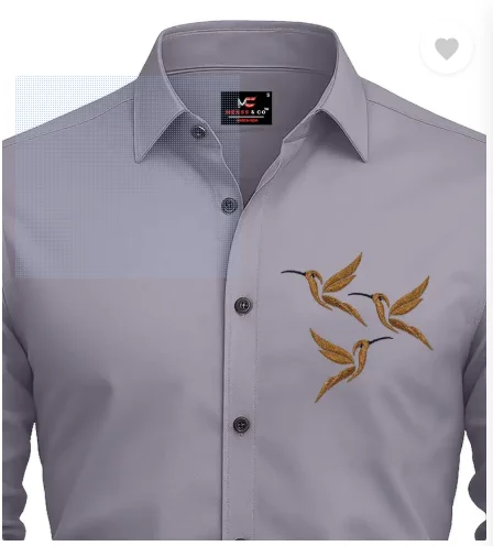 Men's Casual Shirt | Regular Fit, Embroidered Design | Curved Collar Shirt for Daily Wear & Party image 4