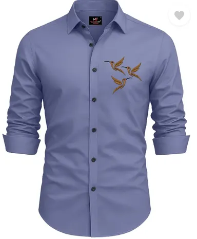  Men's Casual Shirt | Regular Fit, Embroidered Design | Curved Collar Shirt for Daily Wear & Party thumbnail 0