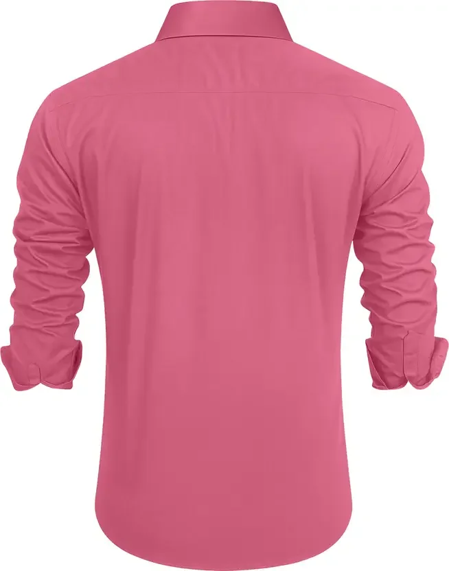 Men Embroidered Casual Shirt | Pink Designer Cotton Shirt for Daily Wear Stylish Partywear for Men | Fashionable Fit image 2