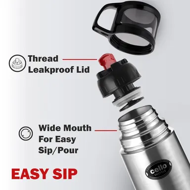 Cello Instyle 350ml Stainless Steel Leakproof Flask |Double Walled Vacuum Insulated Hot & Cold Water Bottle for Office, School, Travel – Durable, BPA-Free, Stylish Design thumbnail 2