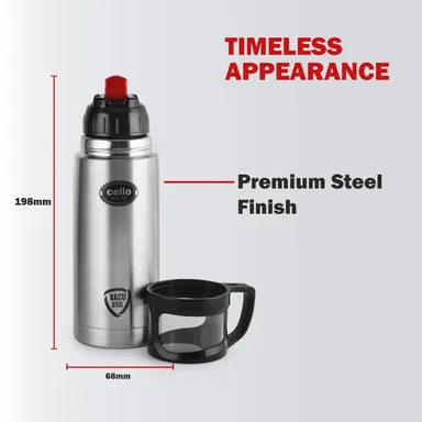 Cello Instyle 350ml Stainless Steel Leakproof Flask |Double Walled Vacuum Insulated Hot & Cold Water Bottle for Office, School, Travel – Durable, BPA-Free, Stylish Design thumbnail 3