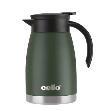 Cello Duro Pot | Hot and Cold Flask | Vacuum Insulated Bottle with Durable DTP Coating | Travel Office School | 800ml Green thumbnail 1