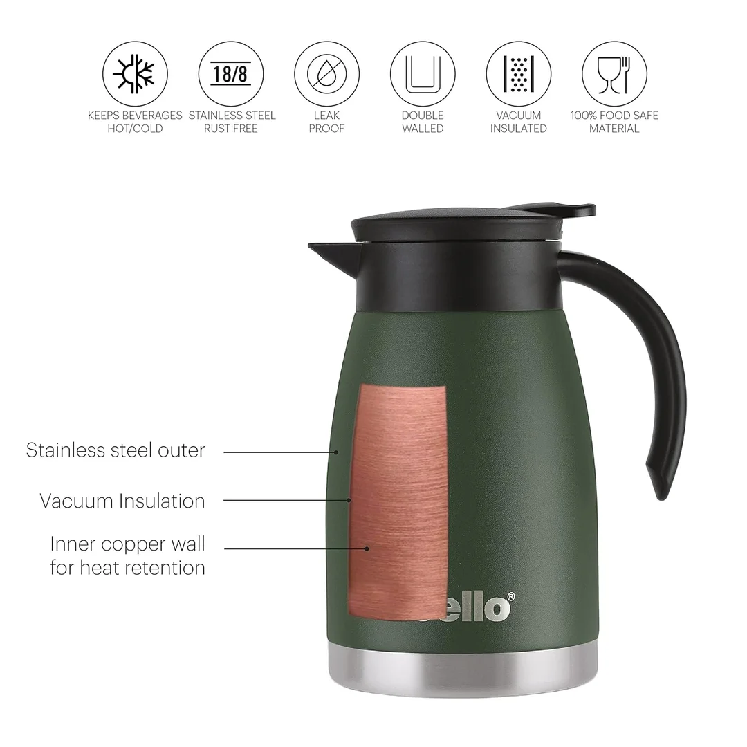 Cello Duro Pot | Hot and Cold Flask | Vacuum Insulated Bottle with Durable DTP Coating | Travel Office School | 800ml Green image 3