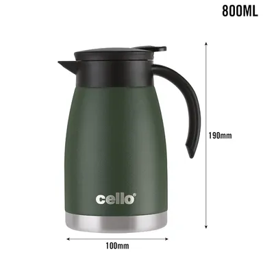 Cello Duro Pot | Hot and Cold Flask | Vacuum Insulated Bottle with Durable DTP Coating | Travel Office School | 800ml Green thumbnail 4