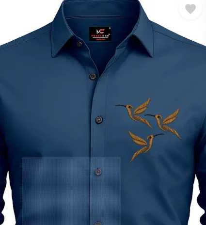 Men  Regular Fit  Embroidered | Curved Collar | Casual Shirt image 2