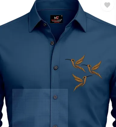 Men  Regular Fit  Embroidered | Curved Collar | Casual Shirt thumbnail 1
