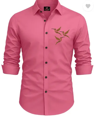 Men  Regular Fit  Embroidered | Curved Collar | Casual Shirt thumbnail 3