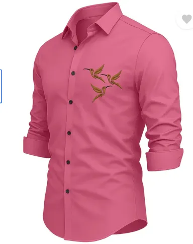Men  Regular Fit  Embroidered | Curved Collar | Casual Shirt thumbnail 1