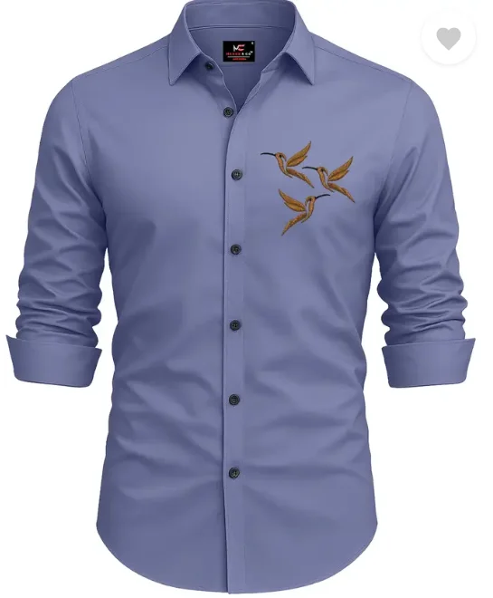 Men Regular Fit | Embroidered | Curved Collar | Casual Shirt| Free Size image 1