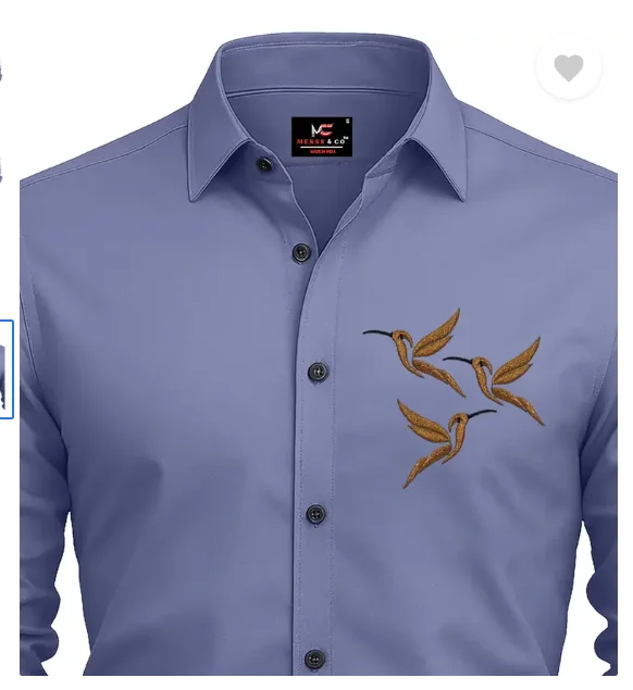 Men Regular Fit | Embroidered | Curved Collar | Casual Shirt| Free Size image 4