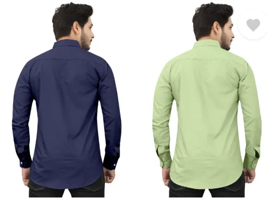 Men's Casual Shirt Regular Fit Self Design Curved Collar | Pack of 2|Comfortable Wear image 4
