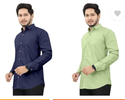 Men's Casual Shirt Regular Fit Self Design Curved Collar | Pack of 2|Comfortable Wear image 3
