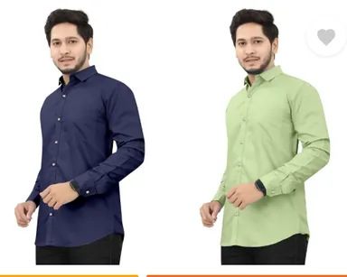Men's Casual Shirt Regular Fit Self Design Curved Collar | Pack of 2|Comfortable Wear thumbnail 2