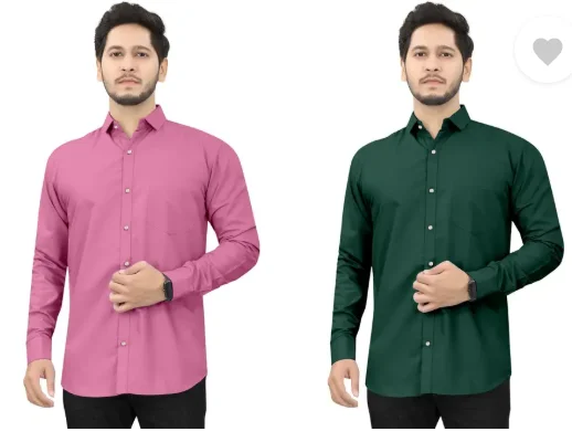 Men's Casua Shirt Regular Fit|Self Design| Curved Collar | Pack of 2|Comfortable Wear image 2