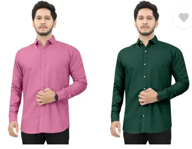 Men's Casua Shirt Regular Fit|Self Design| Curved Collar | Pack of 2|Comfortable Wear thumbnail 1