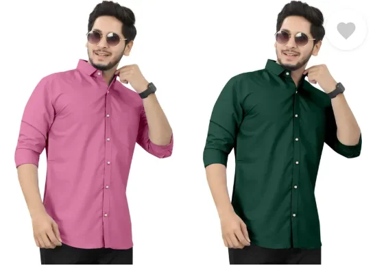 Men's Casua Shirt Regular Fit|Self Design| Curved Collar | Pack of 2|Comfortable Wear image 3