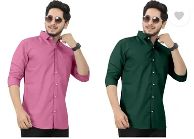 Men's Casua Shirt Regular Fit|Self Design| Curved Collar | Pack of 2|Comfortable Wear thumbnail 2