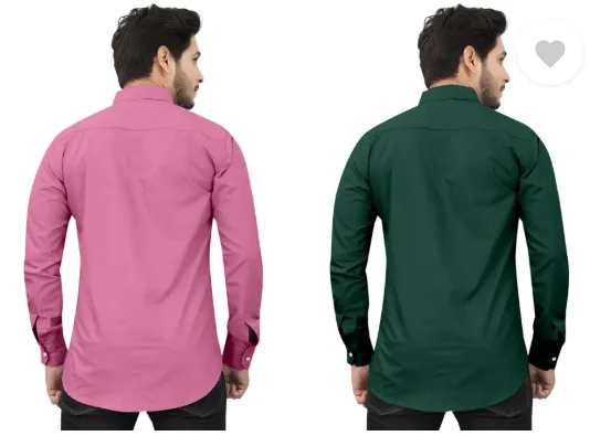 Men's Casua Shirt Regular Fit|Self Design| Curved Collar | Pack of 2|Comfortable Wear image 4