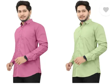  Men's Casual Shirt| Regular Fit, Self Design, Curved Collar | Pack of 2| Comfortable Wear thumbnail 2