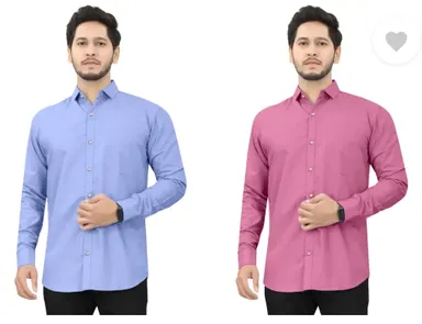 Men's Casual Shirt Regular Fit Self Design Curved Collar | Pack of 2|Comfortable Wear thumbnail 1