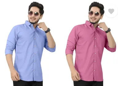 Men's Casual Shirt Regular Fit Self Design Curved Collar | Pack of 2|Comfortable Wear thumbnail 2