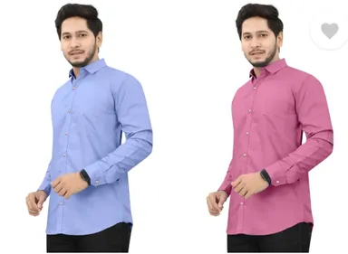 Men's Casual Shirt Regular Fit Self Design Curved Collar | Pack of 2|Comfortable Wear thumbnail 0