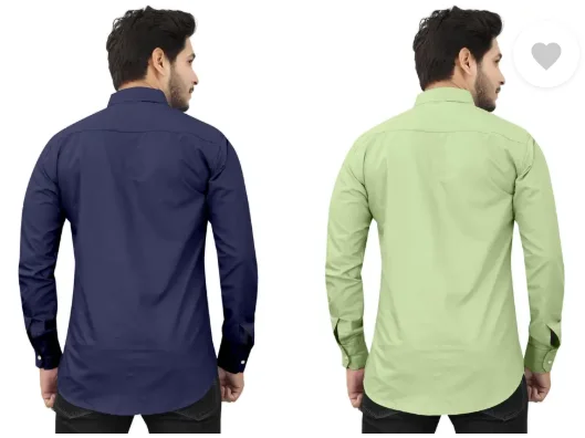Men's Casual Shirts | Regular Fit, Self Design|Curved Collar | Pack of 2| Shirts for Daily Wear, Office, Travel | M to XXL Sizes|Assorted Colors image 2